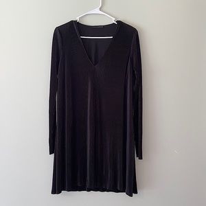 ZARA black pleated long sleeve dress